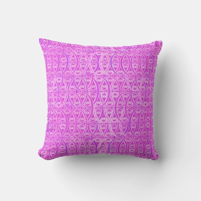 Arabesque damask - lavender and orchid throw pillow (Front)