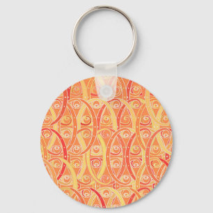 Arabesque damask - soft orange and coral keychain
