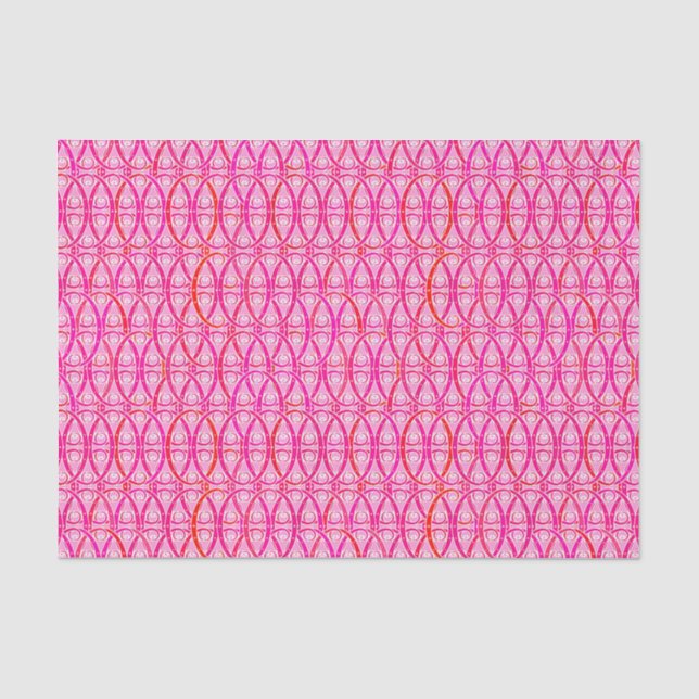 Arabesque damask - strawberry pink tissue paper (Front)