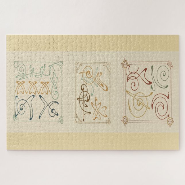 Arabesque Elegance – Abstract Design by Mucha Jigsaw Puzzle (Horizontal)
