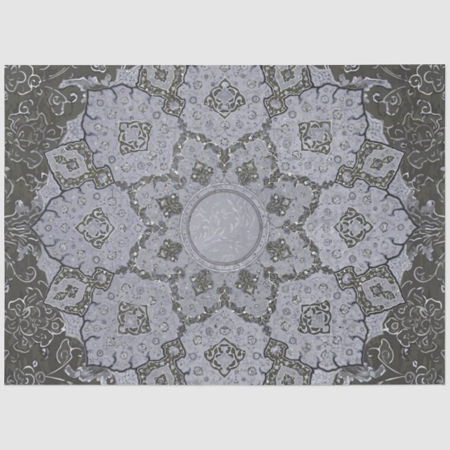 Arabesque Ephemera Pale Blue Vintage Decoupage Tissue Paper (Front)