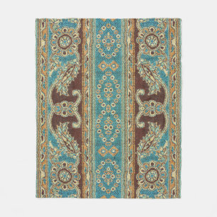 Arabesque Fabric Paisley Oriental Design Fleece Blanket