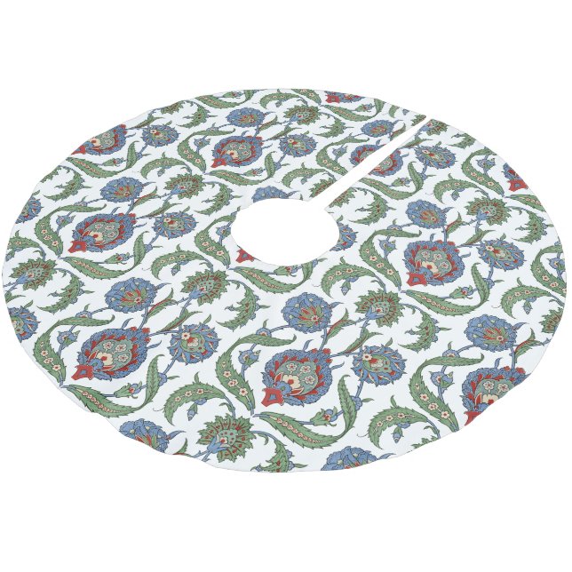 Arabesque floral pattern brushed polyester tree skirt (Angled)