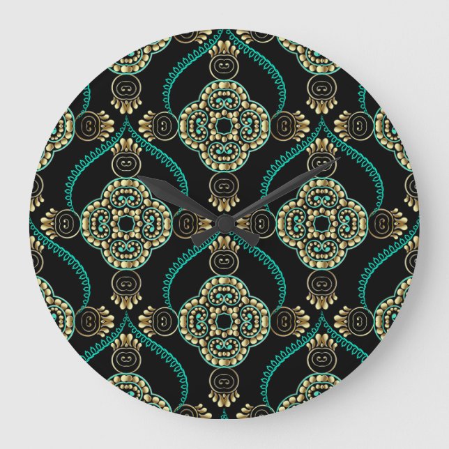 Arabesque Floral, Vintage Elegance Pattern. Large Clock (Front)