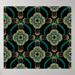 Arabesque Floral, Vintage Elegance Pattern. Poster