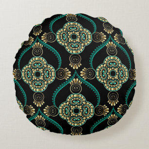 Arabesque Floral, Vintage Elegance Pattern. Round Pillow