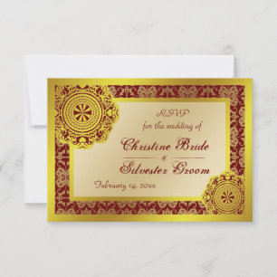Arabesque Gold Lace, 3.5"x5" wedding rsvp Invitation