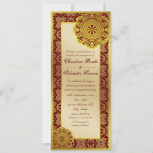 Arabesque Gold Lace, 4x9.25 engagement Invitation