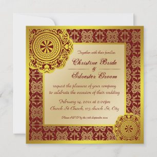 Arabesque Gold Lace, 5.25x5.25 wedding invite