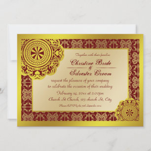 Arabesque Gold Lace, 5.5x7.5 wedding invite