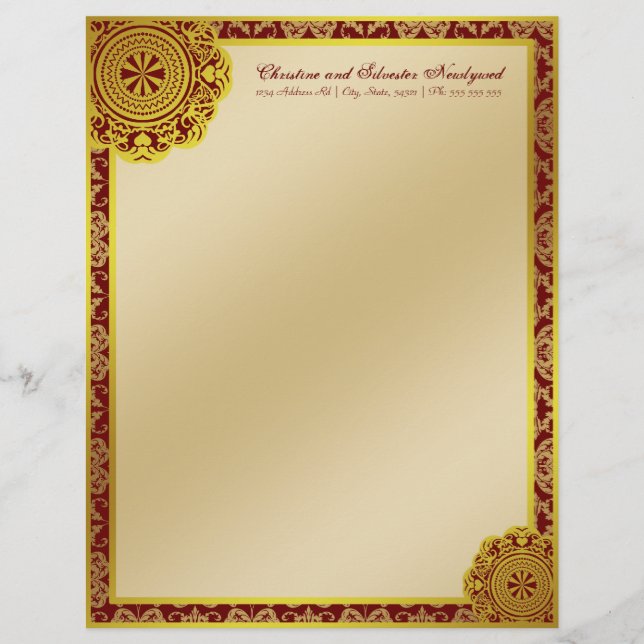 Arabesque Gold Lace, letterhead (Front)