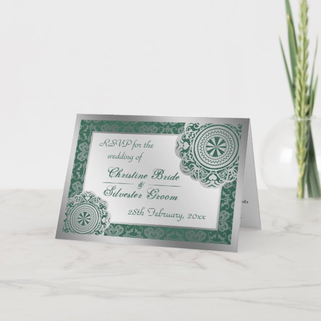Arabesque Gold Lace, RSVP card (Front)