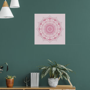 Arabesque Mandala Art – Pink Symmetrical Floral Pa Poster