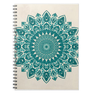 Arabesque Mandala Art – Teal & Turquoise Geometric Notebook