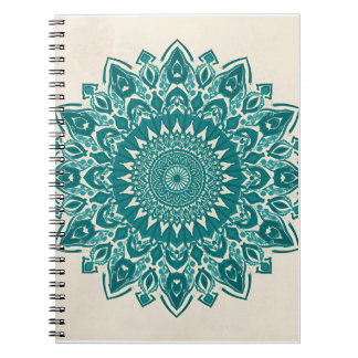 Arabesque Mandala Art – Teal & Turquoise Geometric Notebook
