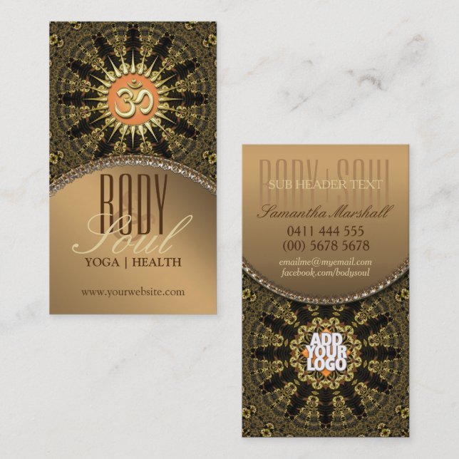 Arabesque Mandala Gold OM New Age Carte de visite (Devant / Derrière)