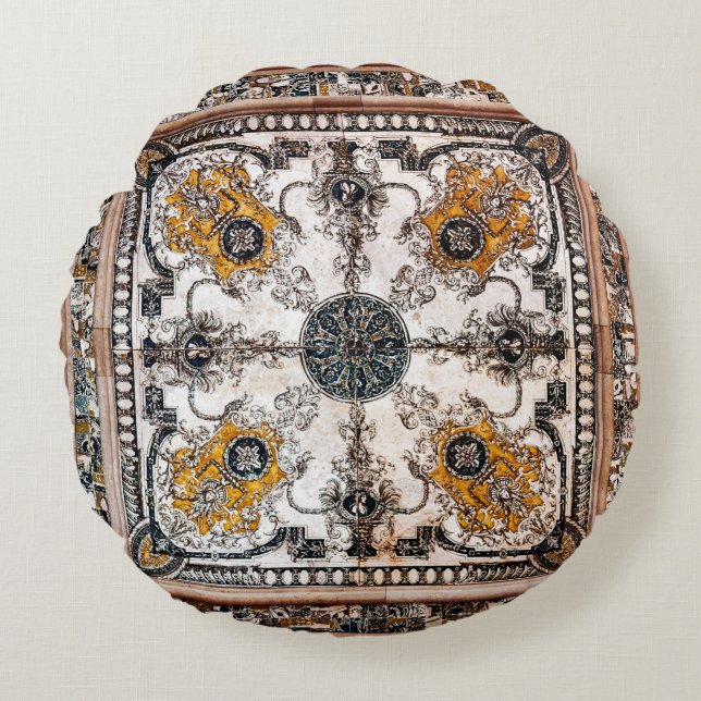 arabesque marble texture abstract vintage backgrou round pillow (Front)