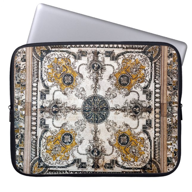 Arabesque Marble Texture Vintage Patchwork Laptop Sleeve (Front)