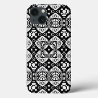 Arabesque Mosaic Tile Pattern Black and White