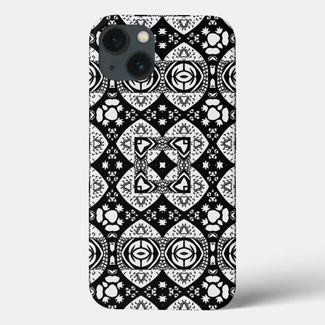 Arabesque Mosaic Tile Pattern Black and White   Case-Mate iPhone Case (Back)