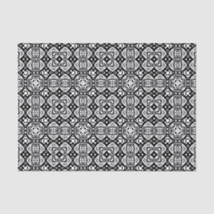 Arabesque Mosaic Tile Pattern Black and White Tissue Paper