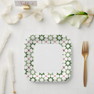 Arabesque pattern square paper plate