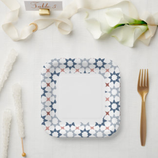 Arabesque pattern square paper plate