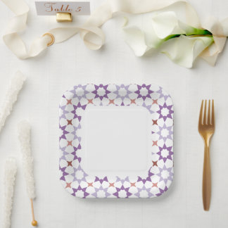 Arabesque pattern square paper plate