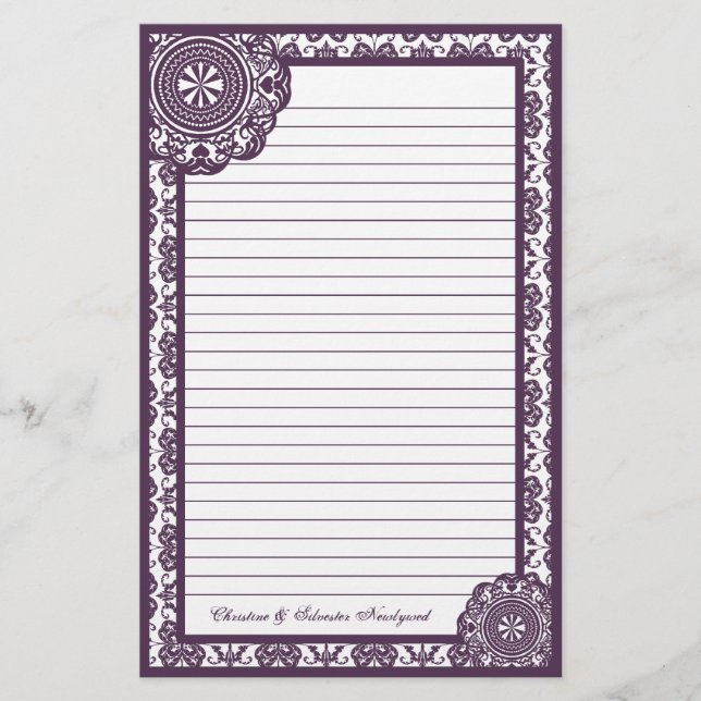 Arabesque Purple Lace, stationery (Front)