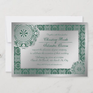 Arabesque Silver Lace, 5x7 wedding invite