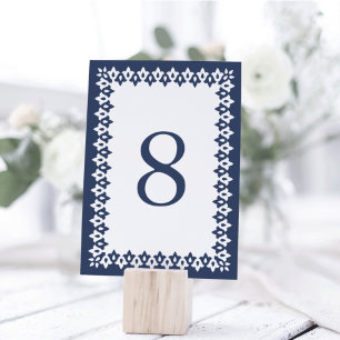 Arabesque Table Number Card   Navy