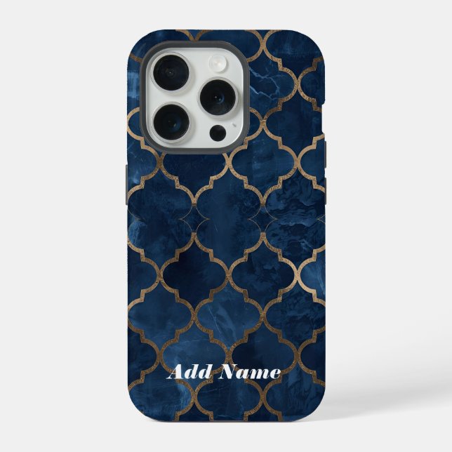 Arabesque Trellis Phone Case – Blue & Gold Waterco (Back)
