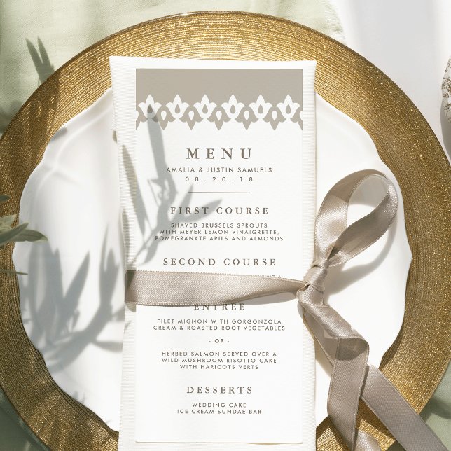 Arabesque Wedding Menu Card | Champagne (Creator Uploaded)