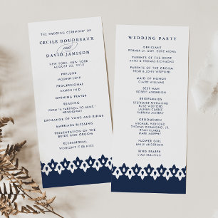 Arabesque Wedding Program Navy