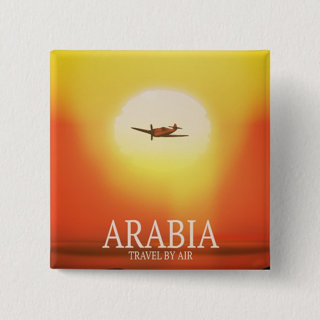 Arabia "Travel By Air" 2 Inch Square Button (Front)