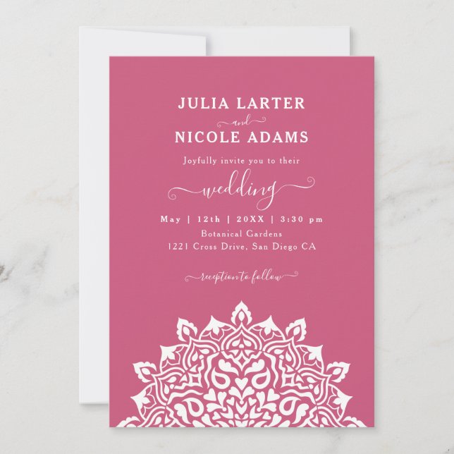 Arabian Art Nouveau Floral Arch Mandala Wedding Invitation (Front)