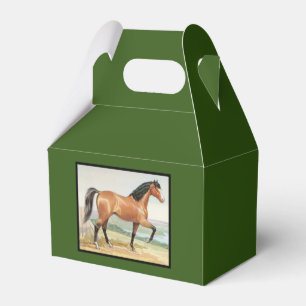 Arabian Bay Horse – Vintage Watercolor Fine Art Favor Box