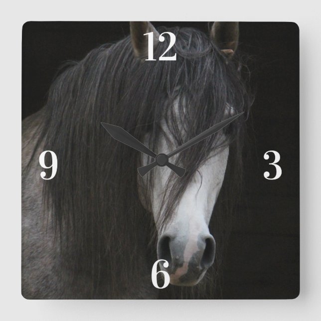 Arabian Beauty Horse Square Wall Clock (Front)