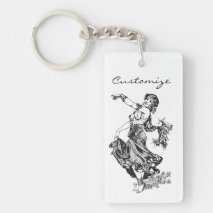 Arabian Belly Dancer Vintage Art Thunder_Cove Keychain