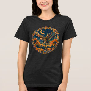 Arabian Falcon Moon Desert Art Tri-Blend Shirt