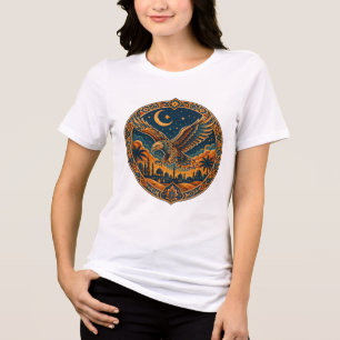 Arabian Falcon Moon Desert Art Tri-Blend Shirt