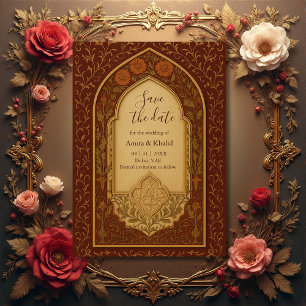 Arabian Floral Arch Wedding save the date Invitation