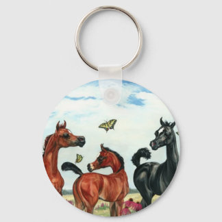arabian foals in summer keychain