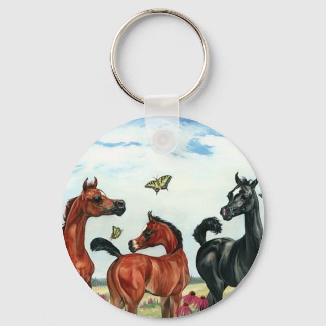 arabian foals in summer keychain (Front)