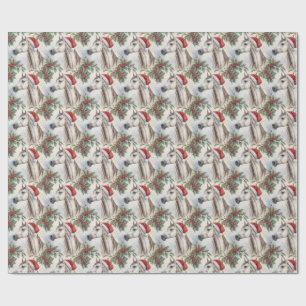 Arabian Horse Christmas Holly Watercolor  Wrapping Paper