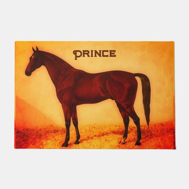 Arabian horse - personalized  doormat (Front)