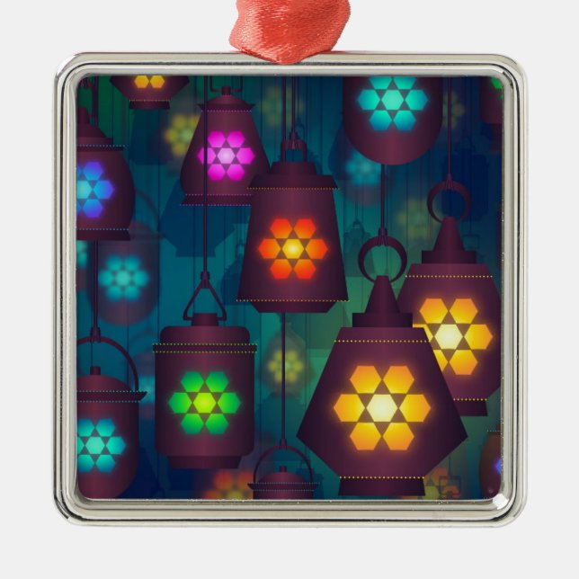 Arabian Lanterns Middle Eastern design Metal Ornament (Front)