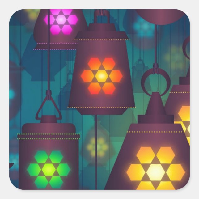 Arabian Lanterns Middle Eastern design Square Sticker (Front)
