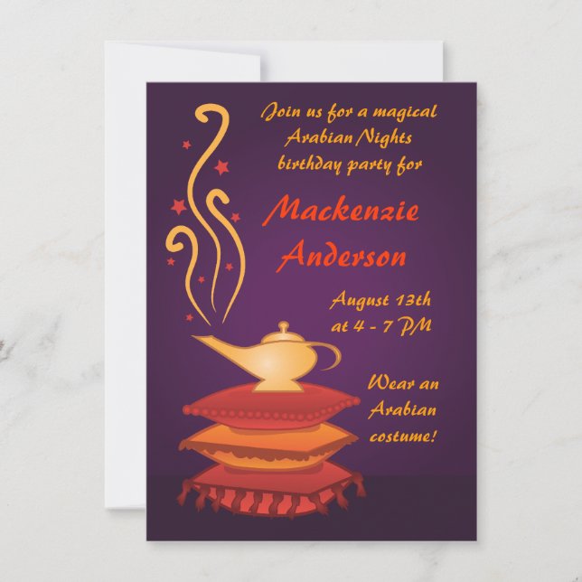 Arabian Magic Lamp Party Invitations (Front)