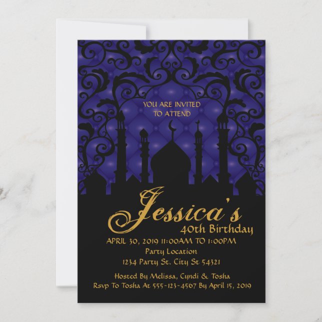 Arabian Nights, 40th Birthday Invitations (Front)